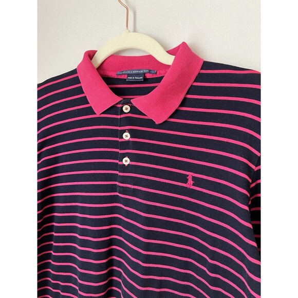 Ralph Lauren Golf Womens Long Sleeve Polo Shirt Stripe Pink Small Preppy Resort - Picture 2 of 11